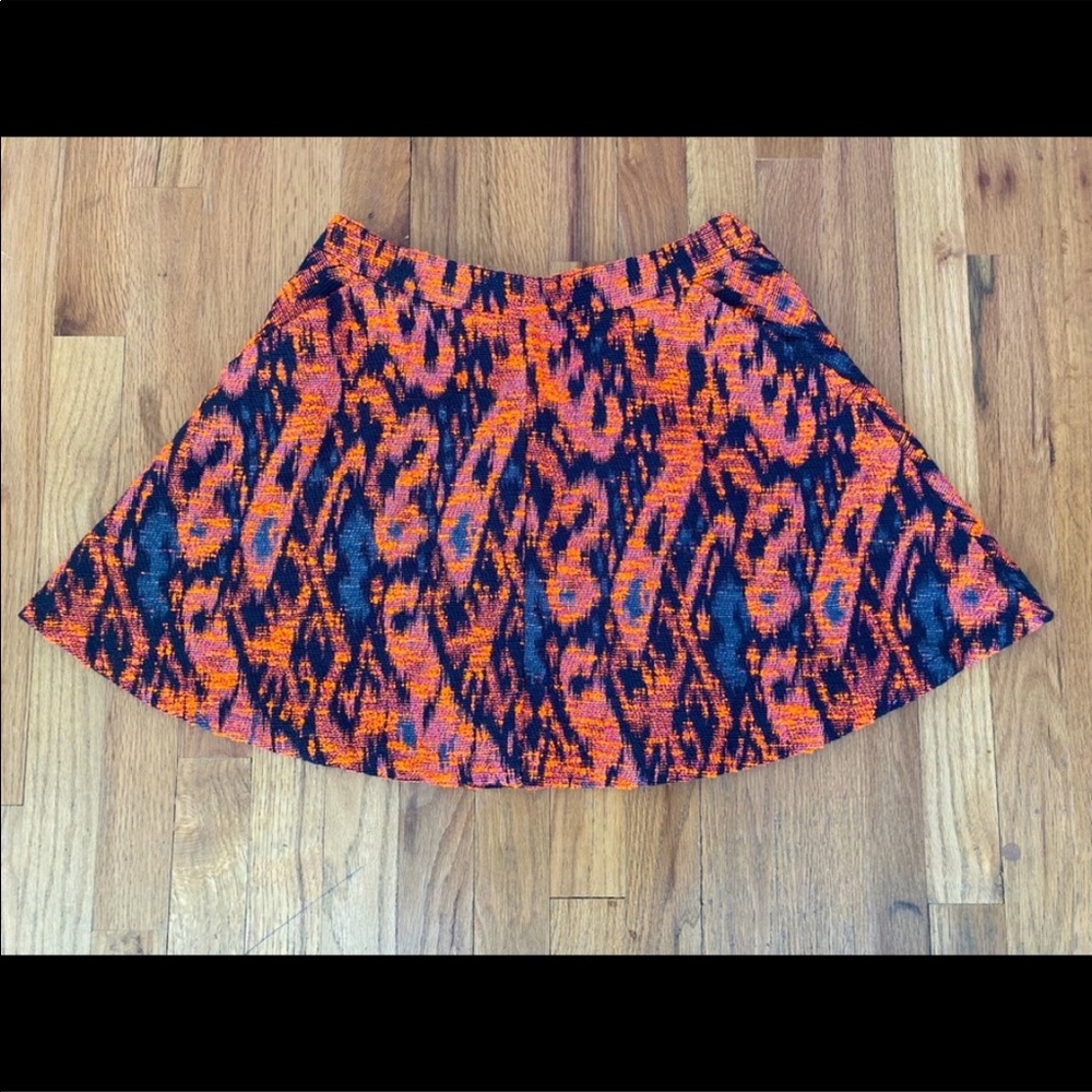 Topshop Orange and Black Mini Skirt